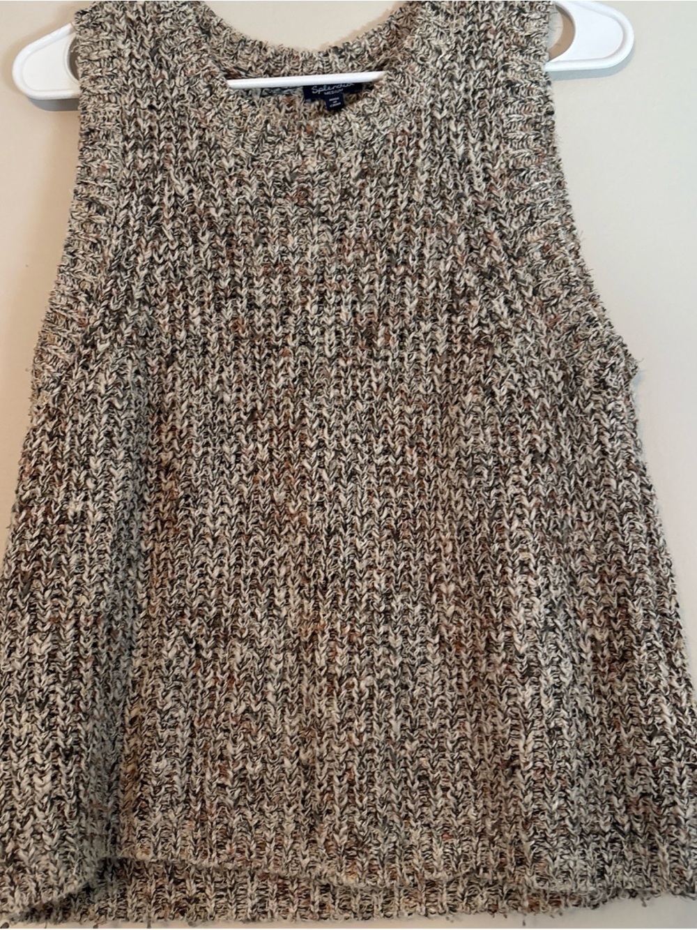 Splendid Marled Brown & Cream Knit Sleeveless Sweater Tank